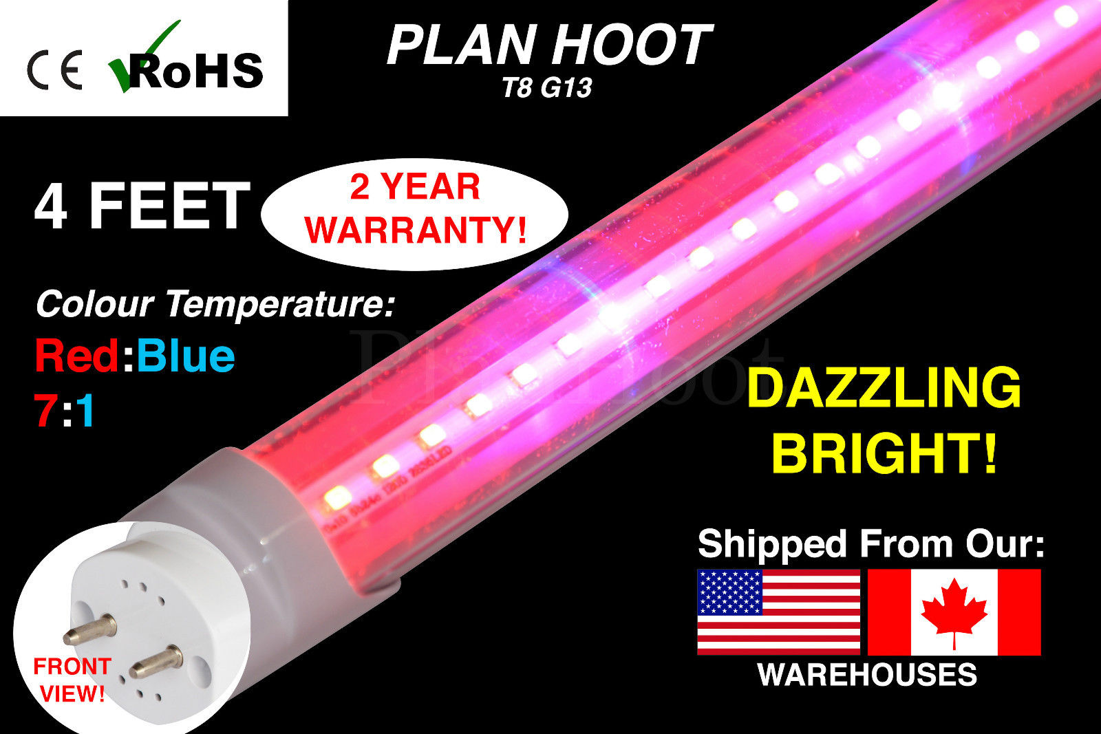 T8 G13 LED Grow Light Full Spectrum For Indoor Plants Veg Flower 4 Ft